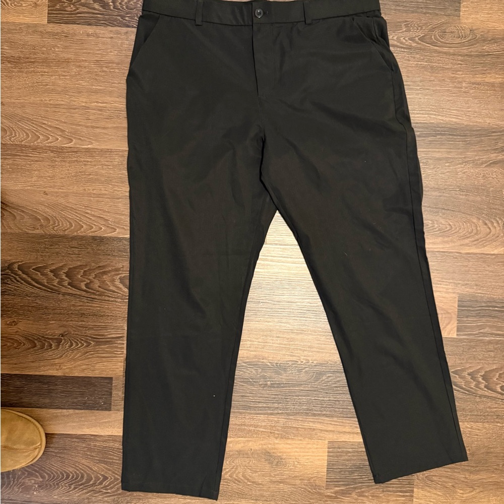 Libin Black Dress Pants Flat-Front Straight-Leg